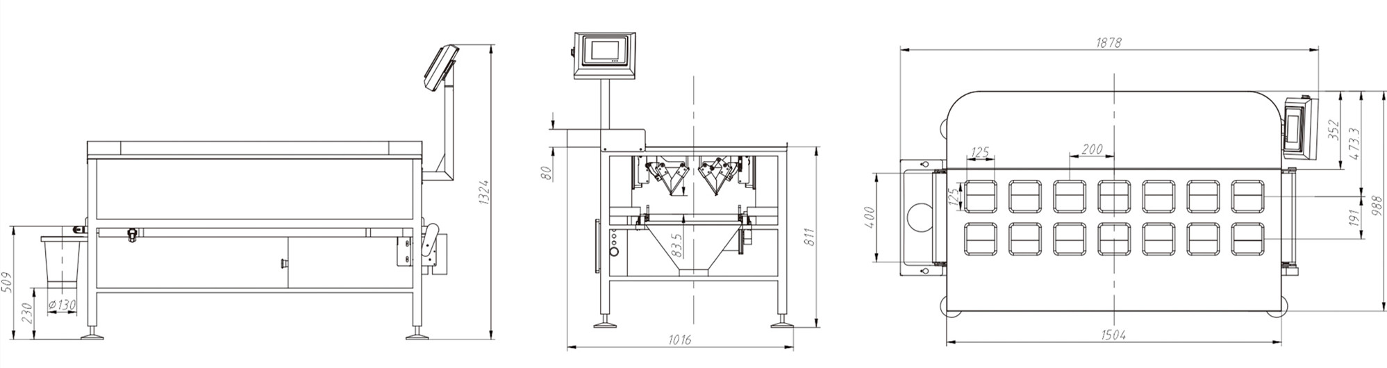 Weighing and packaging system by 14 head manual weigher 