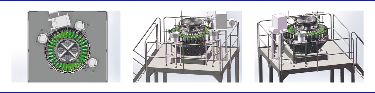 Multifunctional 7 In 1 Mixing/Counting Packing Machine with 32 Head Weigher for Mixed Products