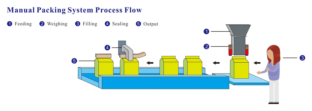 Economic Semi Auto Weighing and Packaging System with Two Outlet Packing Food